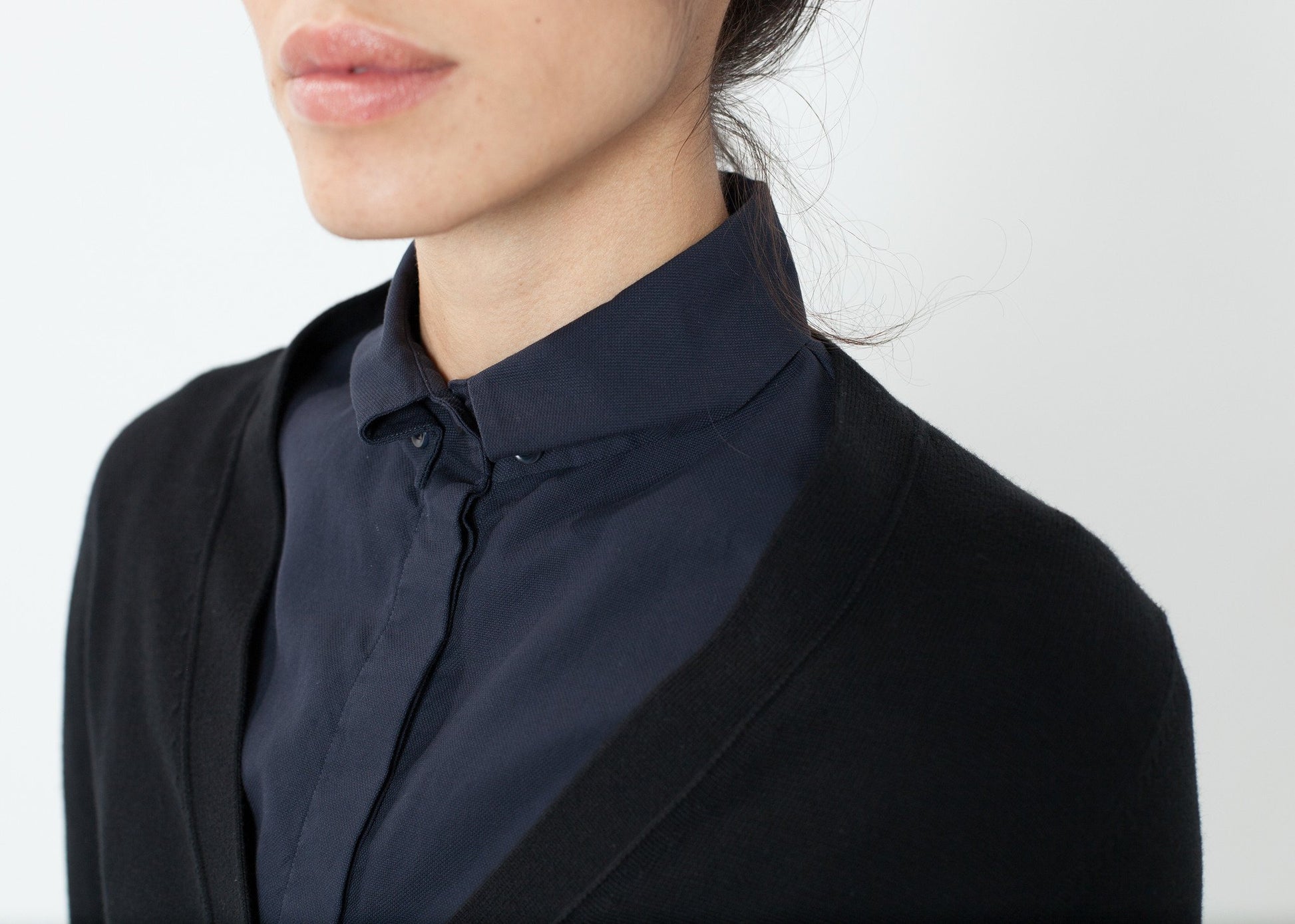 Wrinkled Tux Shirt in Navy - annaclothes