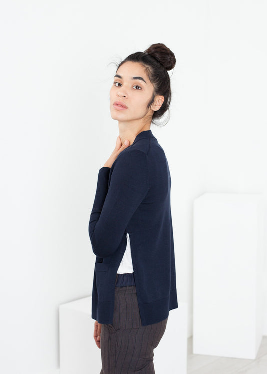 Square Cardigan in Navy - annaclothes