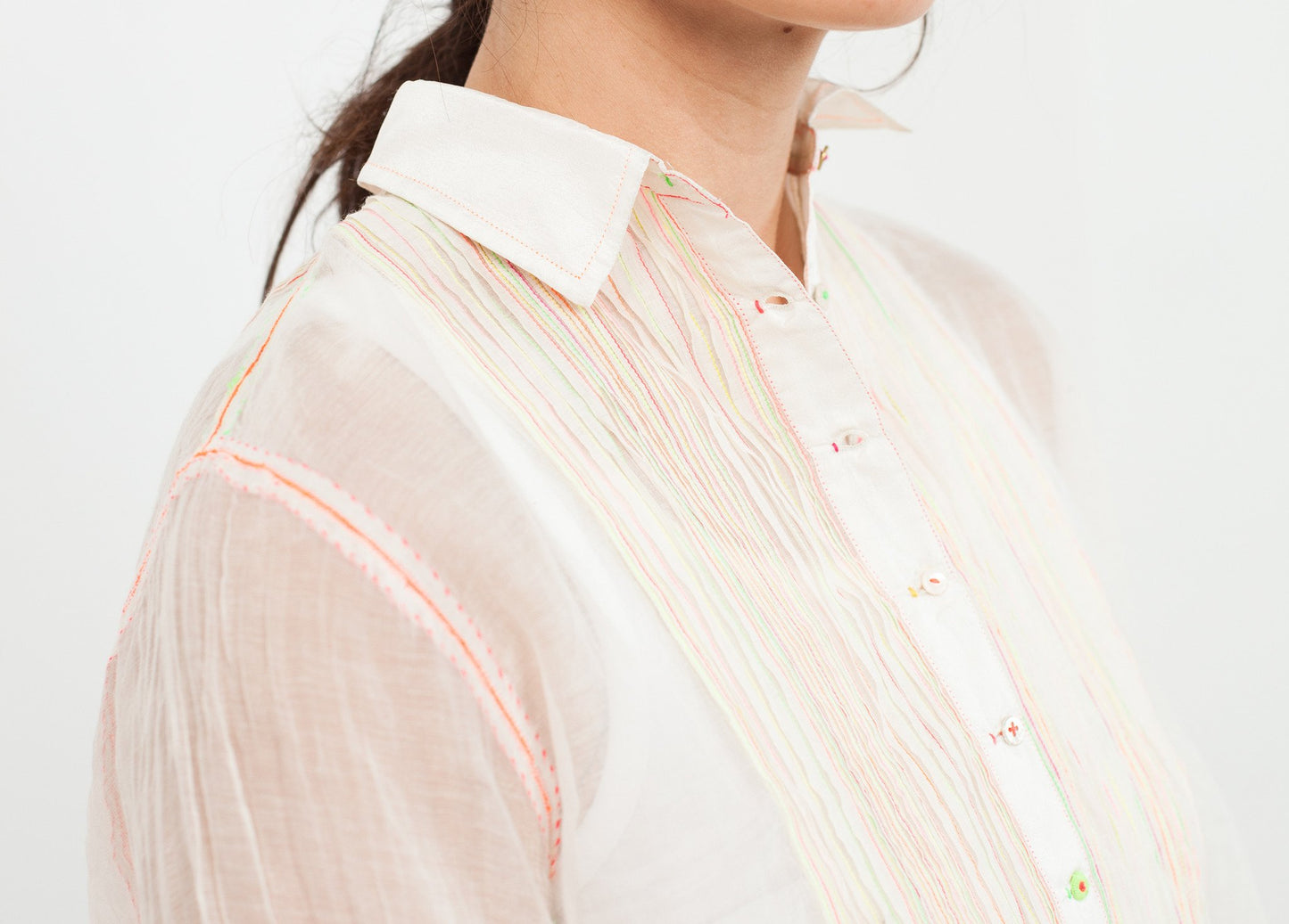 Sheer Rainbow Blouse in White - annaclothes