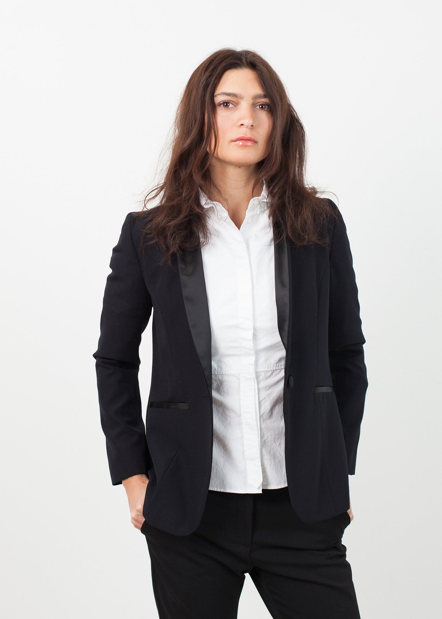 Shawl Collar Blazer in Black - annaclothes