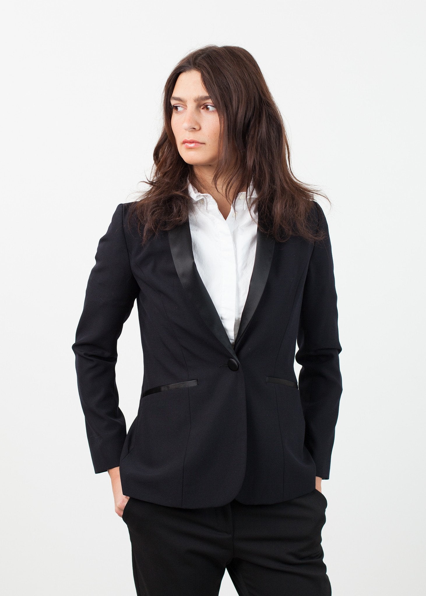 Shawl Collar Blazer in Black - annaclothes