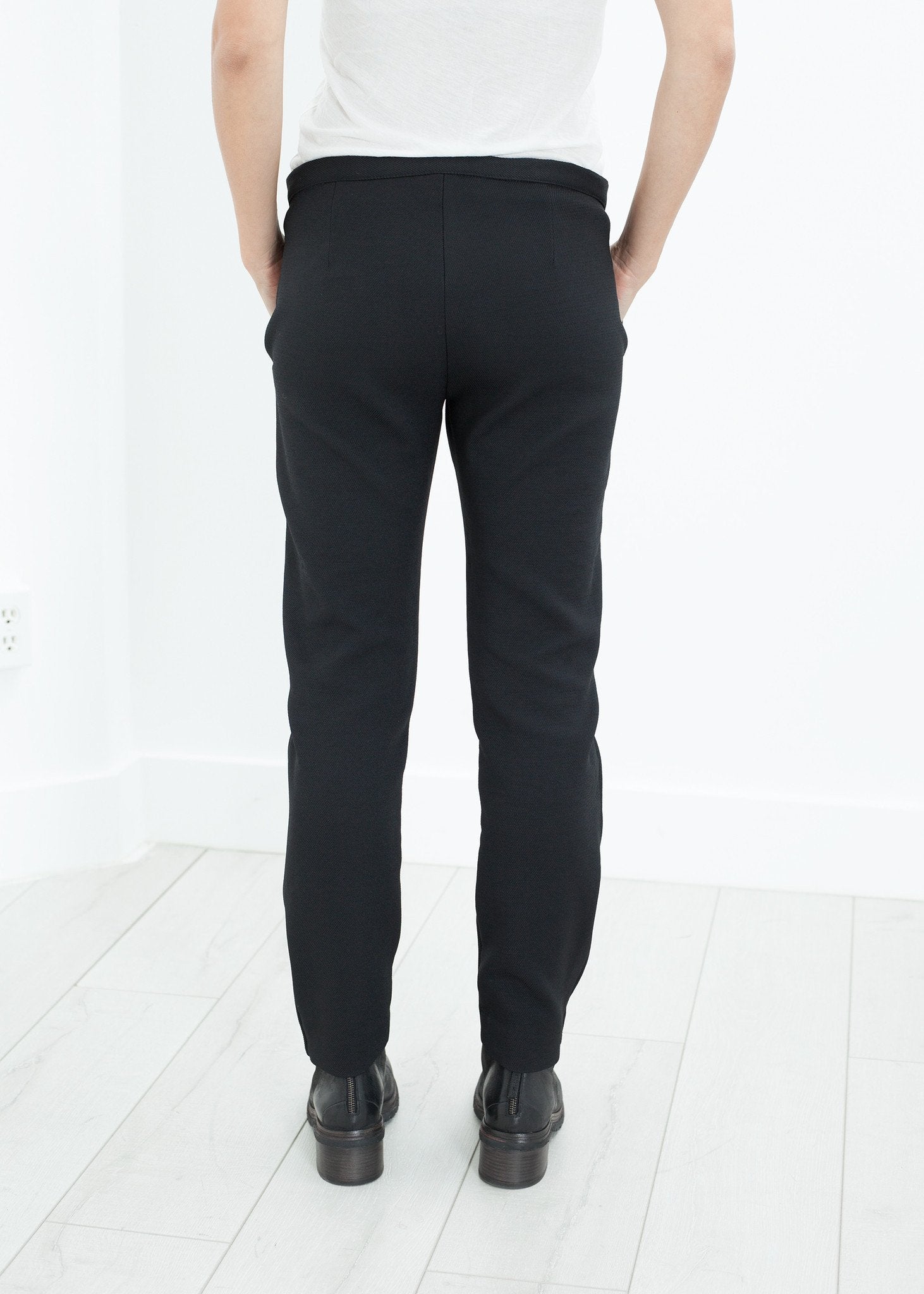 Side Zip Slim Pant in Black - annaclothes