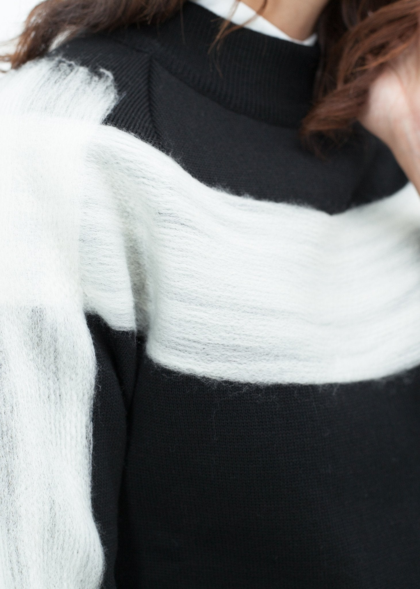 Contrast Felted Sweater in Black - annaclothes