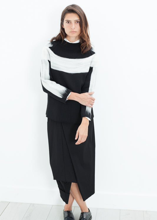 Contrast Felted Sweater in Black - annaclothes
