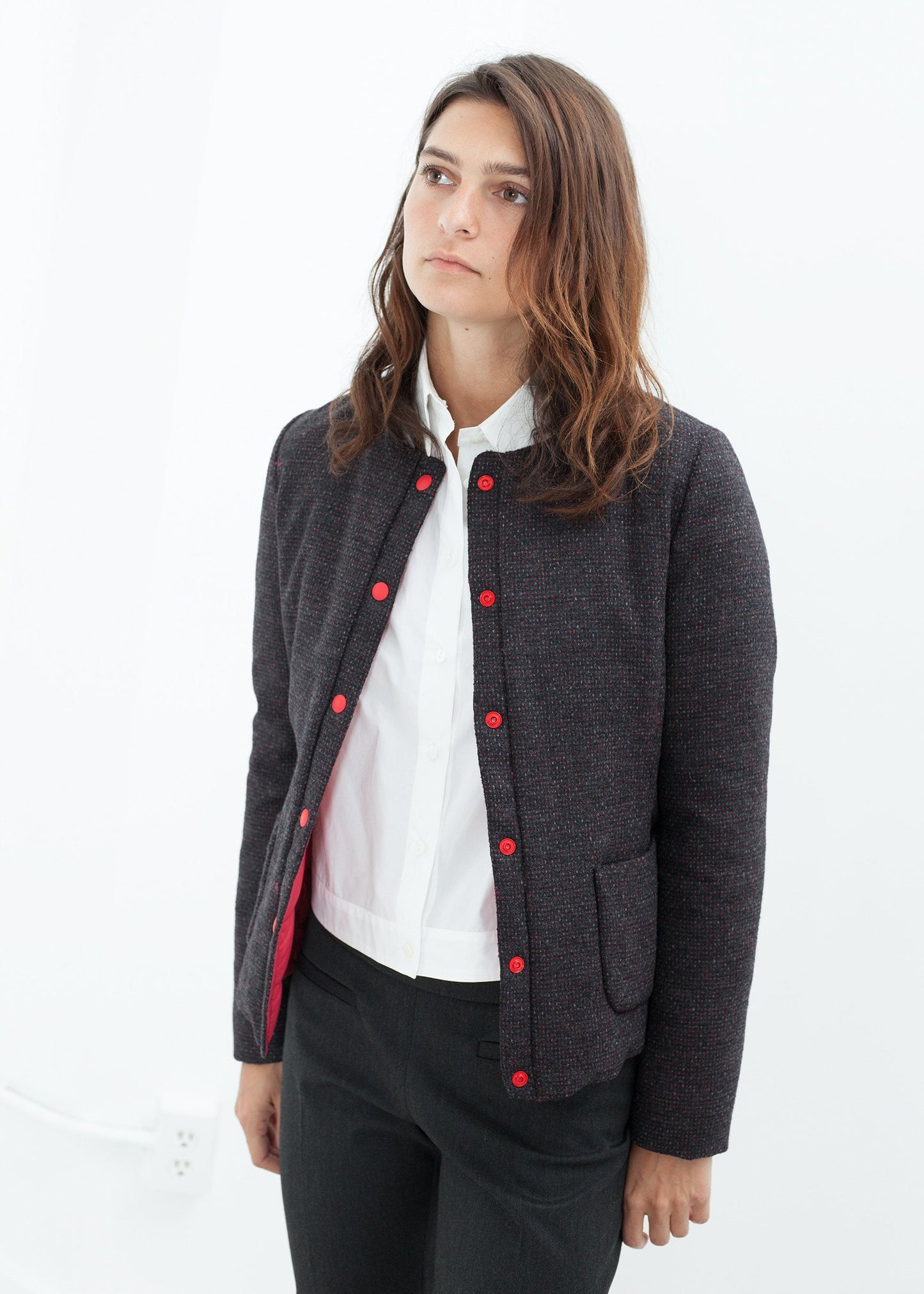 Camelia Reversible Jacket in Black/Red - annaclothes
