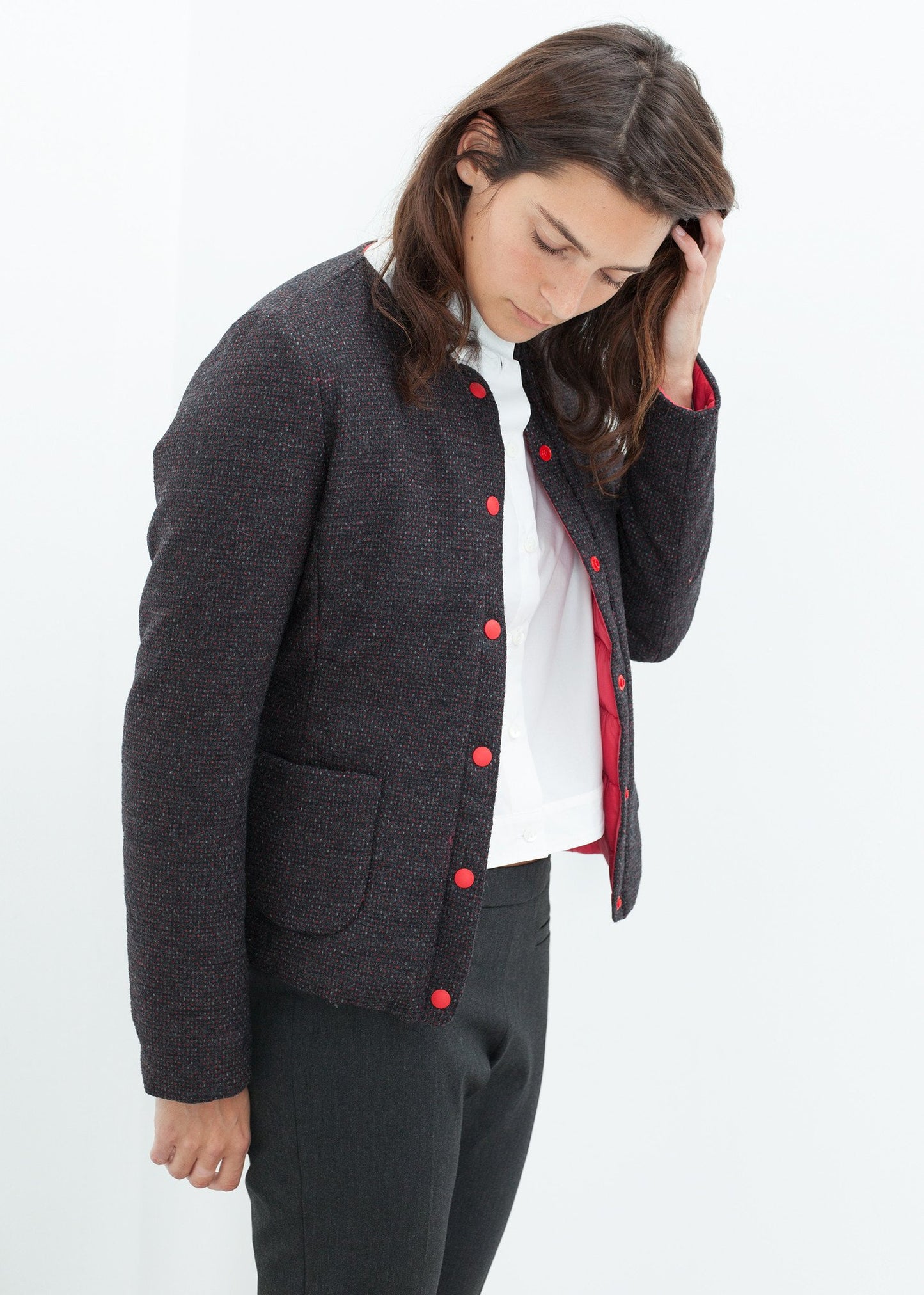 Camelia Reversible Jacket in Black/Red - annaclothes