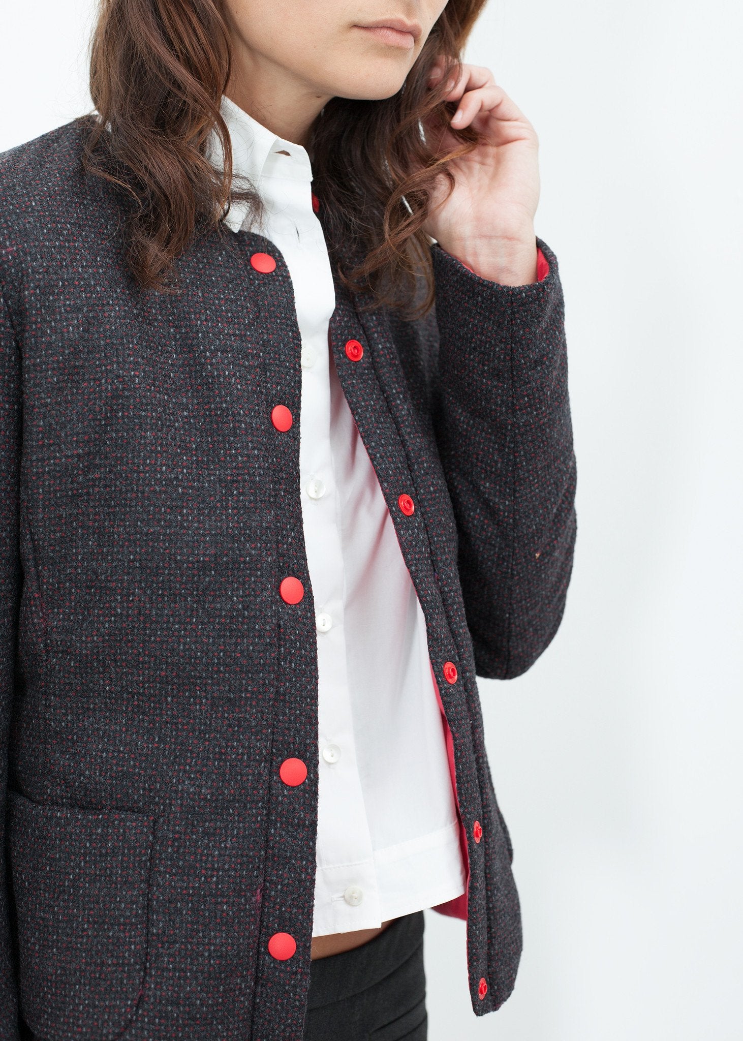 Camelia Reversible Jacket in Black/Red - annaclothes