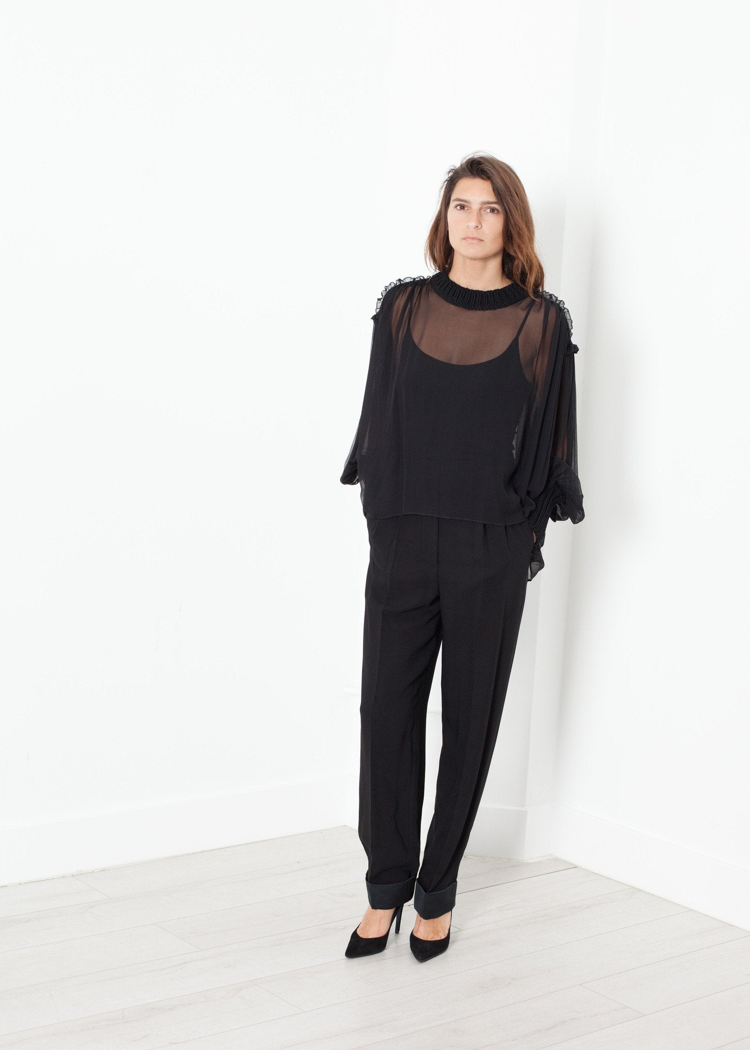 Poet Silk Sweater in Black - annaclothes