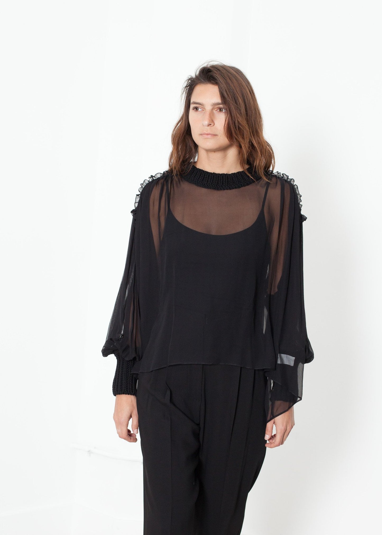 Poet Silk Sweater in Black - annaclothes