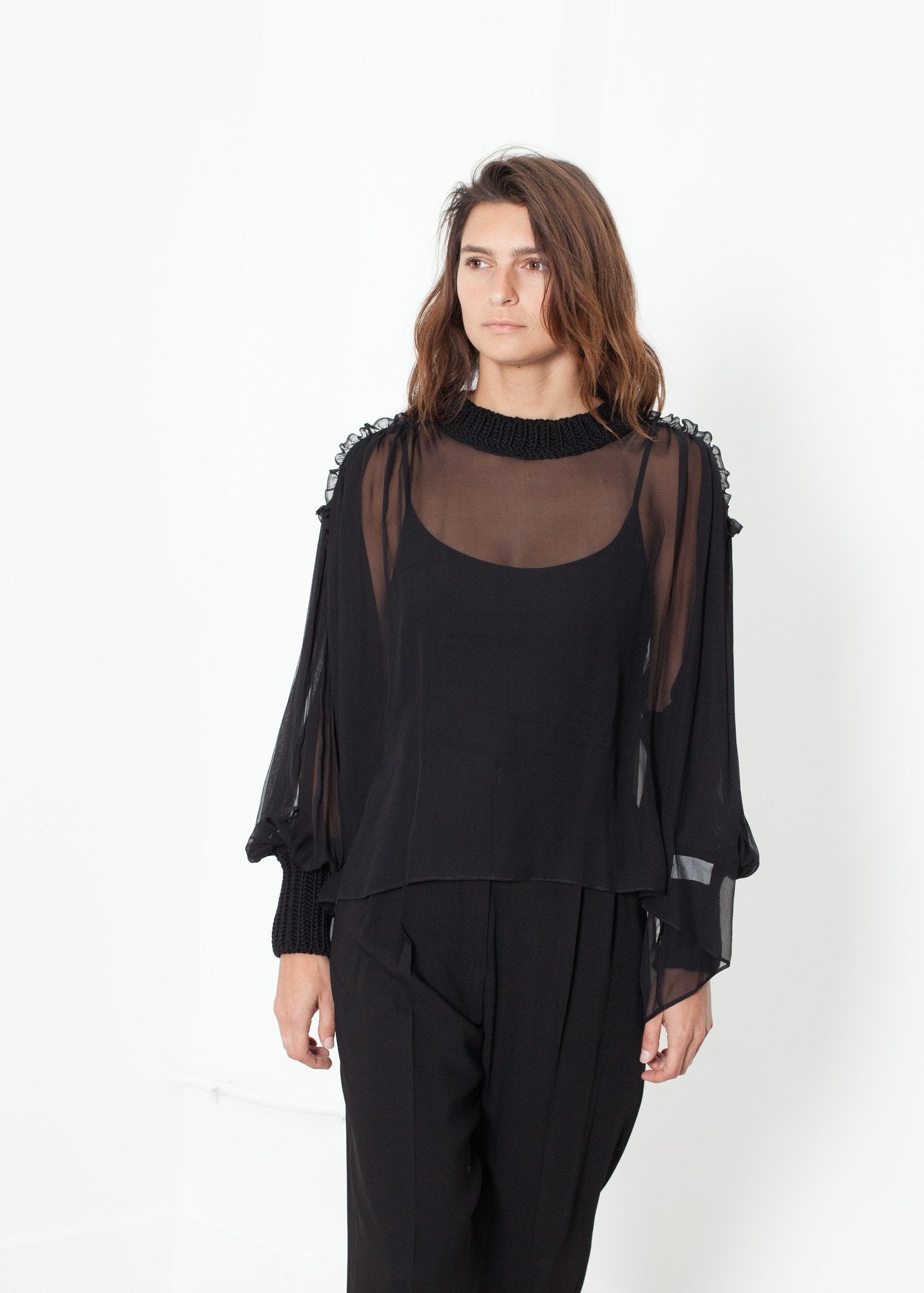 Poet Silk Sweater in Black - annaclothes