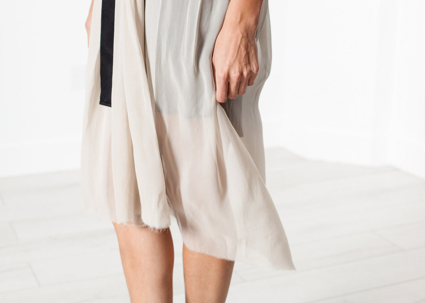 Chiffon Cape Back Dress in Sand - annaclothes
