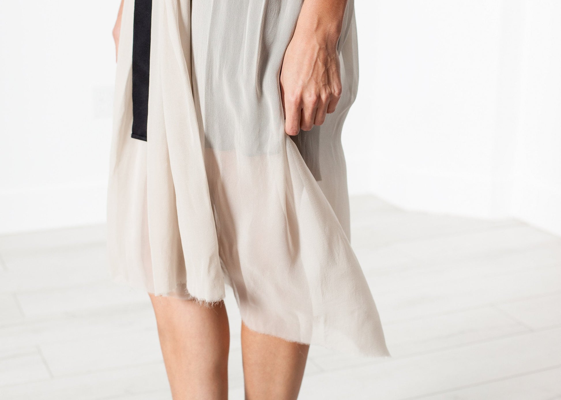 Chiffon Cape Back Dress in Sand - annaclothes