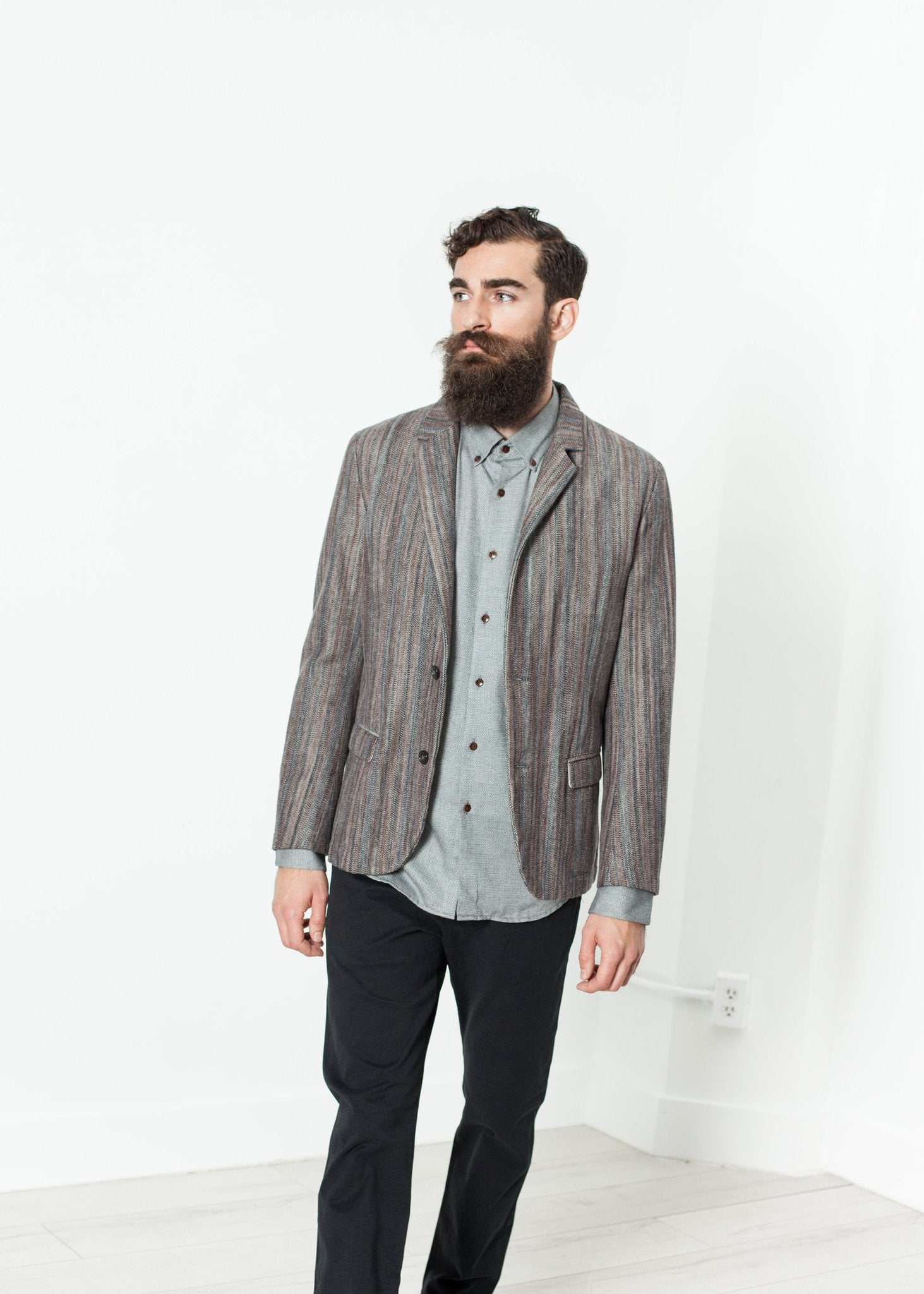 Watercolor Sport Jacket in Brown/Blue - annaclothes