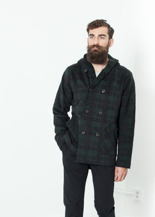 Double Breasted Hoodie in Forest Plaid - annaclothes
