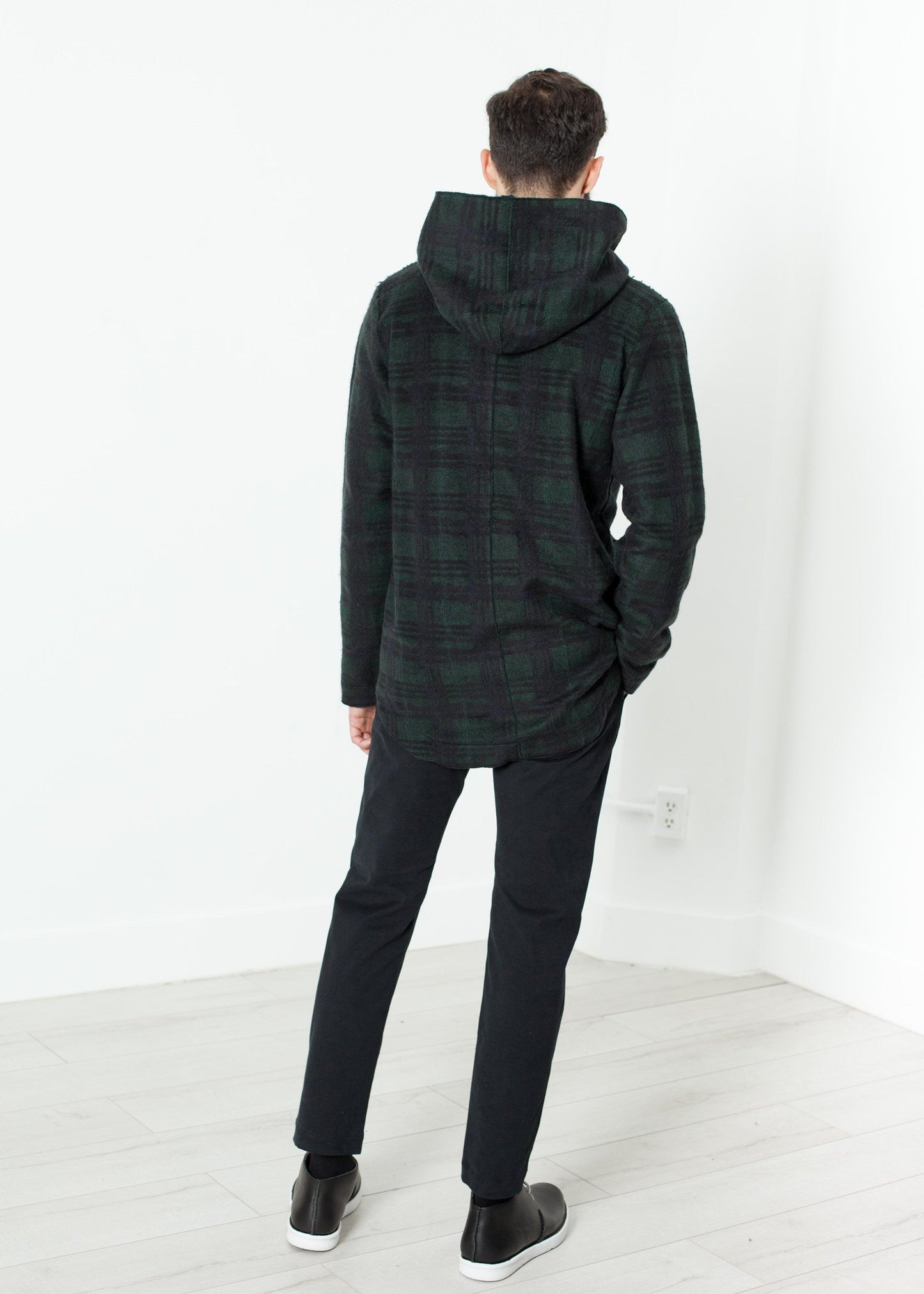 Double Breasted Hoodie in Forest Plaid - annaclothes
