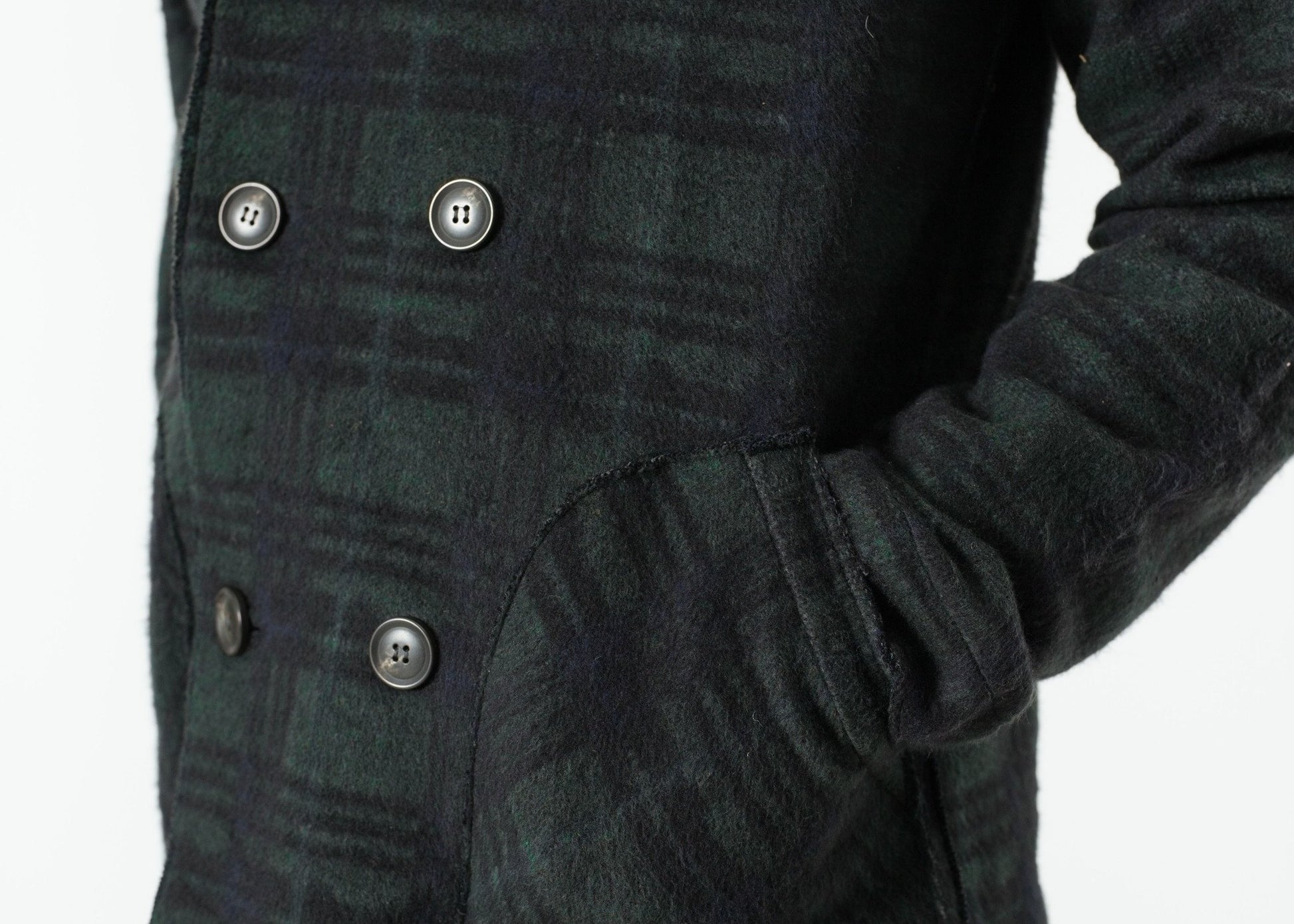 Double Breasted Hoodie in Forest Plaid - annaclothes