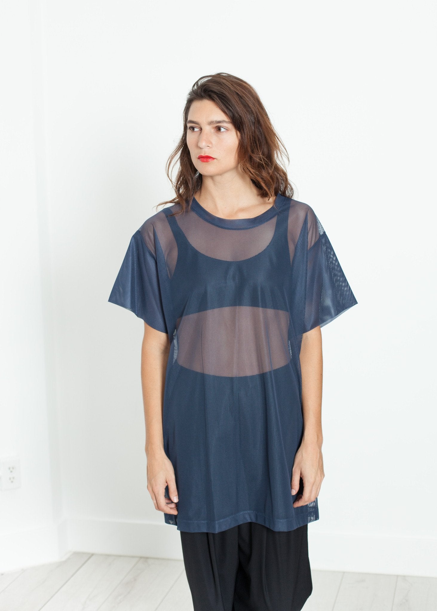 Mesh Over Tee in Navy - annaclothes