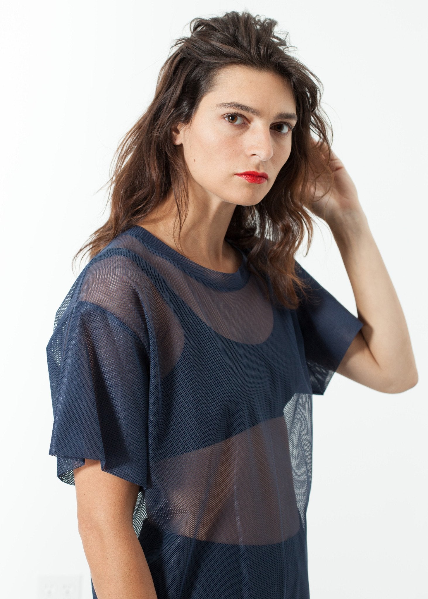 Mesh Over Dress in Navy - annaclothes