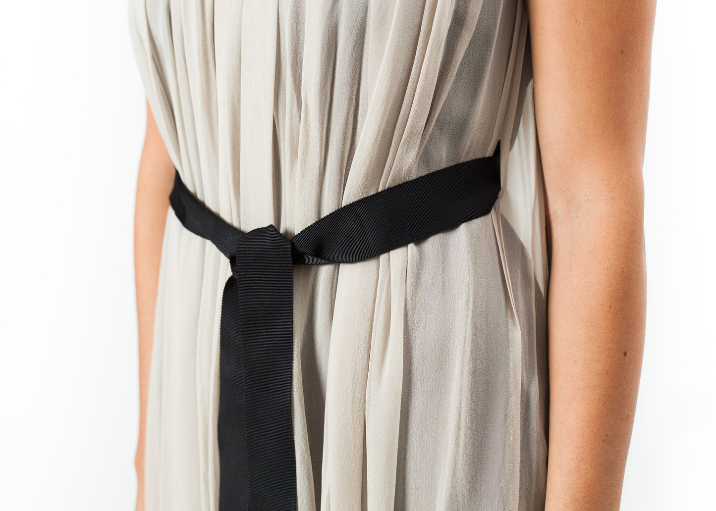 Chiffon Cape Back Dress in Sand - annaclothes