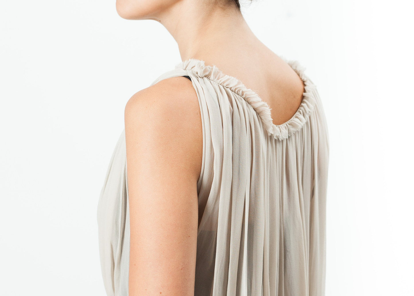 Chiffon Cape Back Dress in Sand - annaclothes