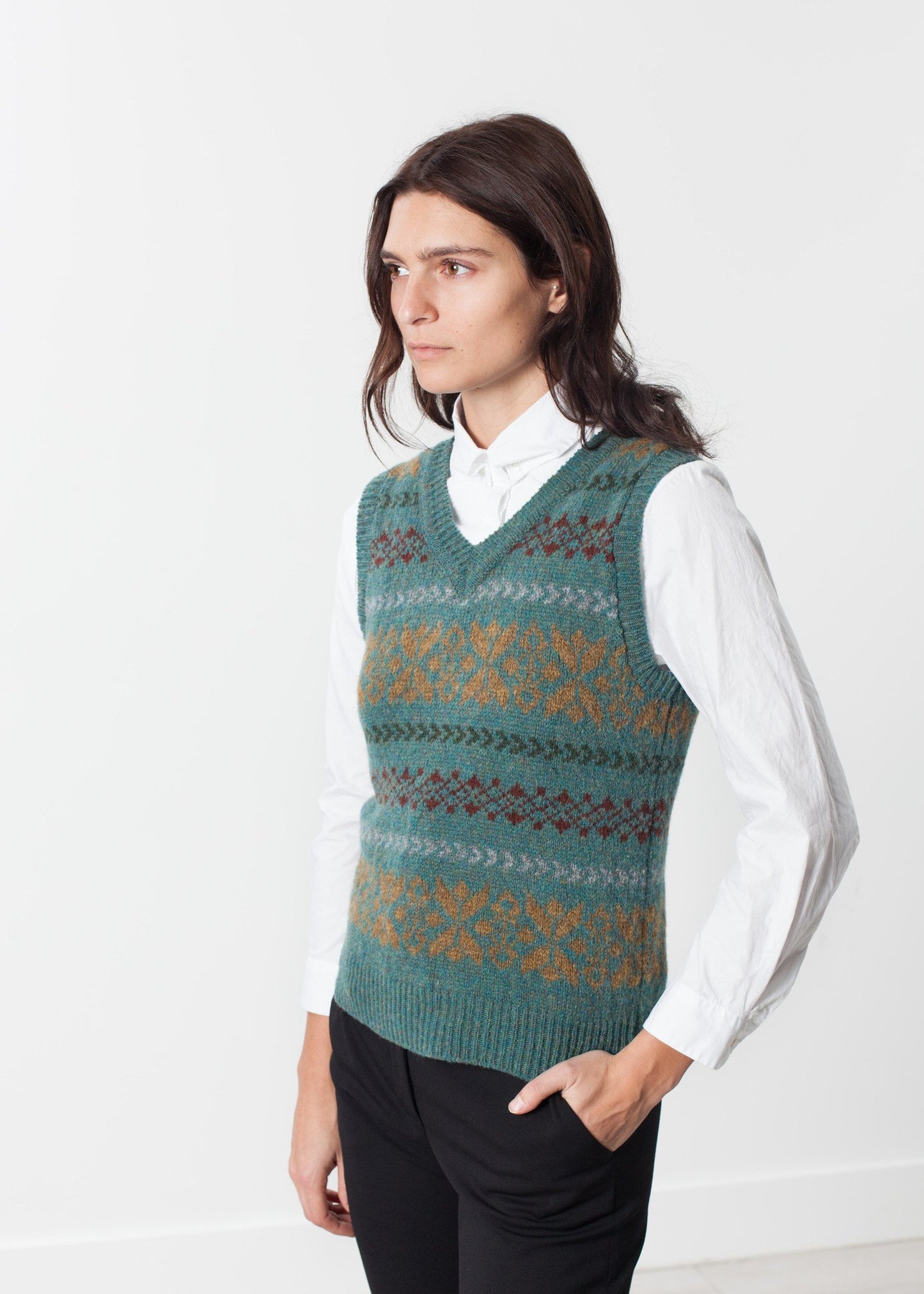 Fair Isle Vest in Army - annaclothes