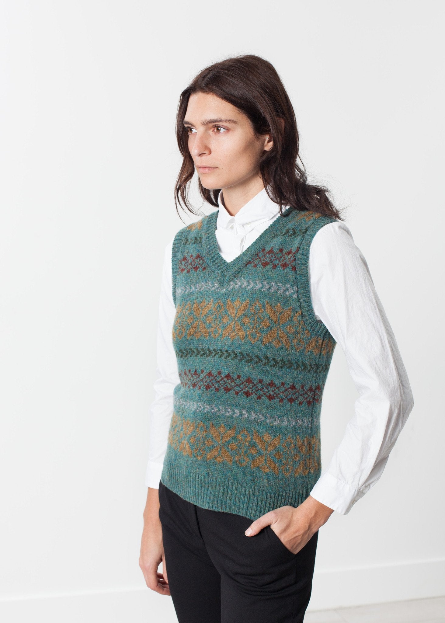 Fair Isle Vest in Army - annaclothes