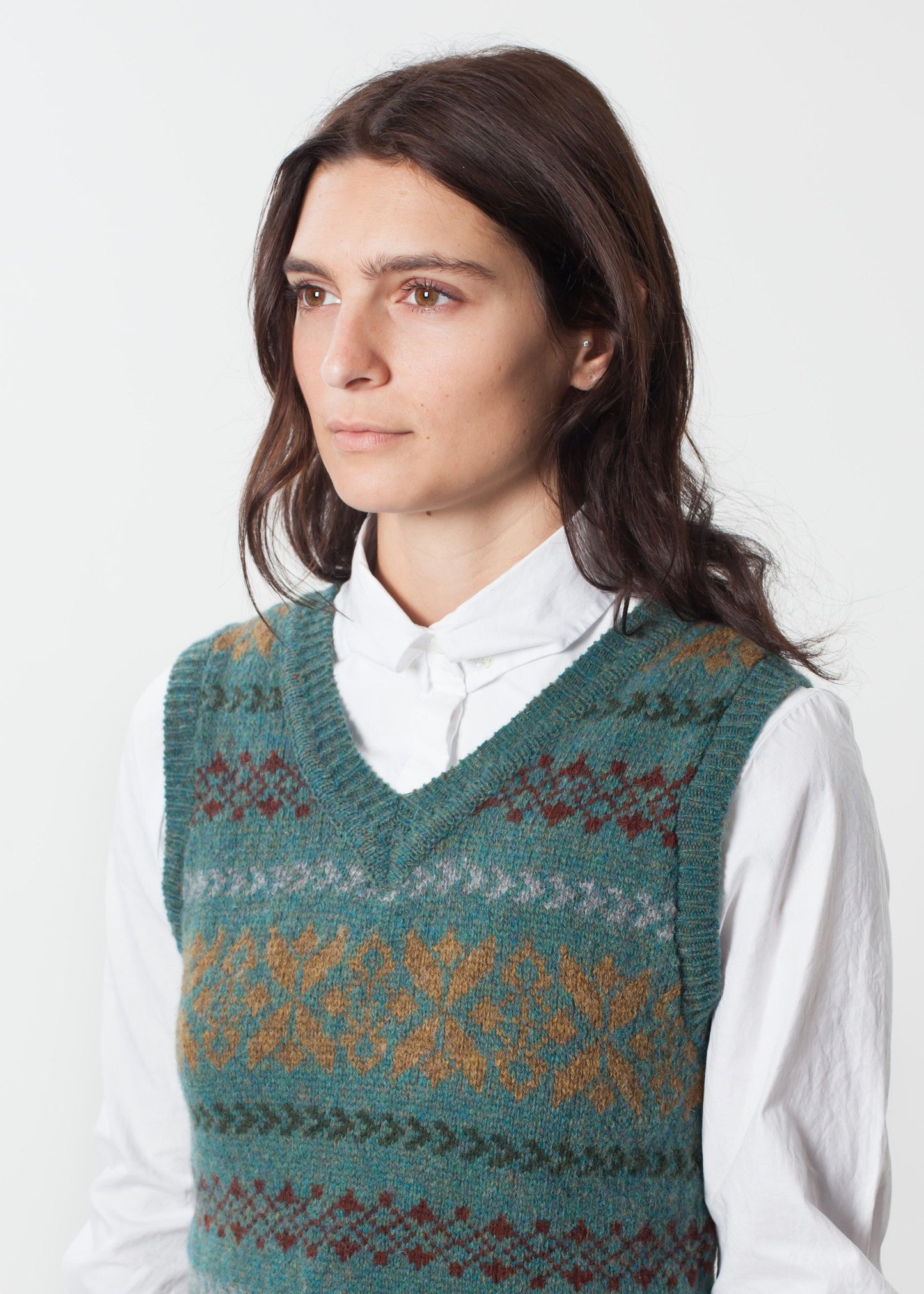 Fair Isle Vest in Army - annaclothes