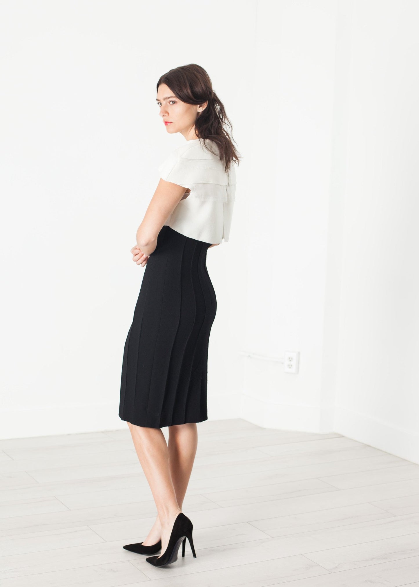 Layered Contrast Dress in Cream/Black - annaclothes