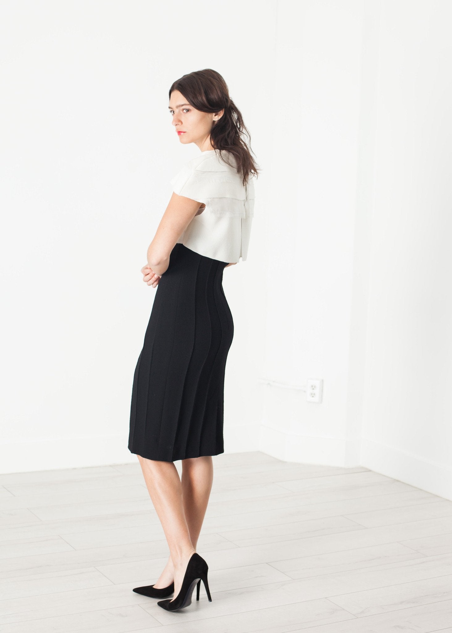 Layered Contrast Dress in Cream/Black - annaclothes