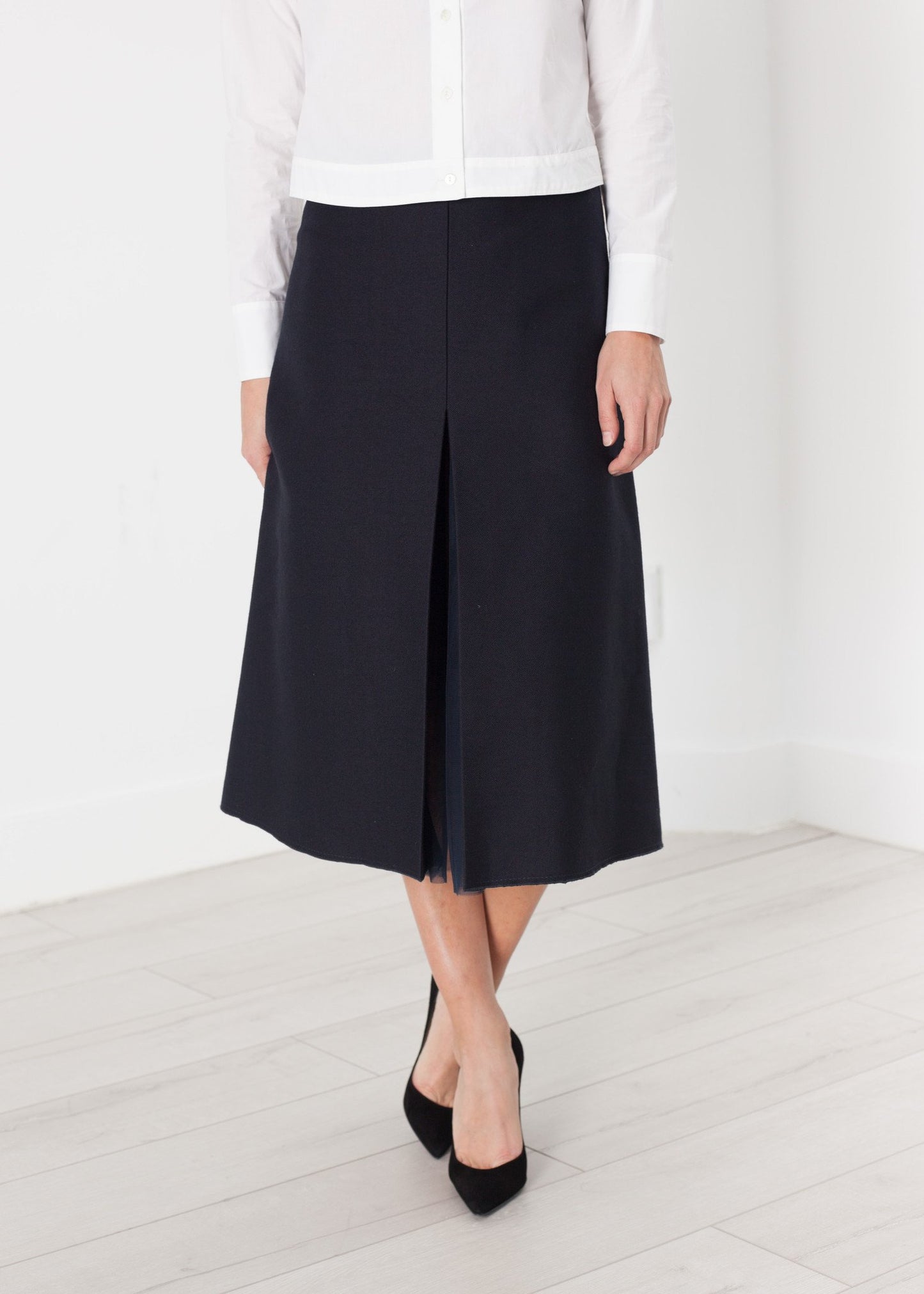 Tulle Pleat Skirt in Navy - annaclothes