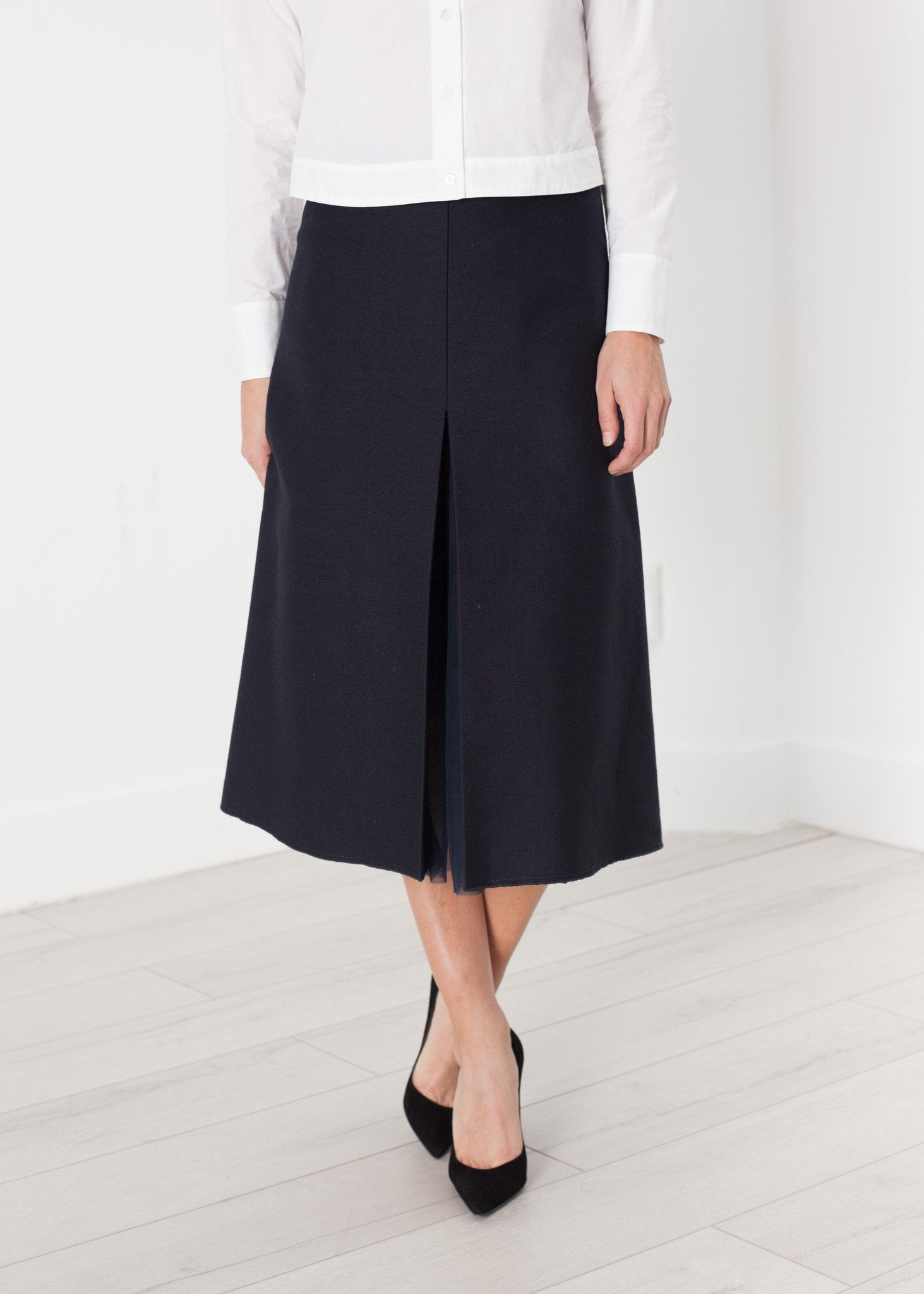 Tulle Pleat Skirt in Navy - annaclothes