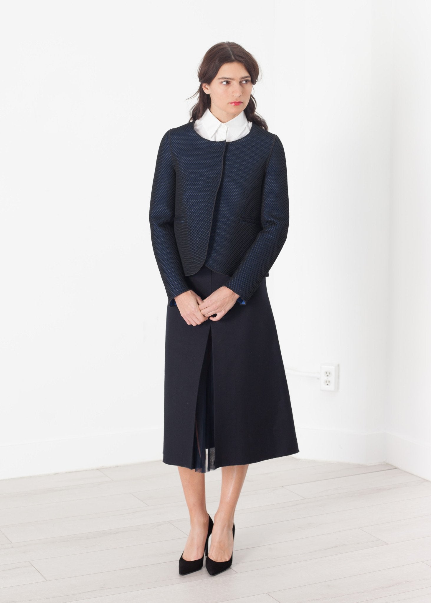 Weave Jacket in Black/Blue - annaclothes