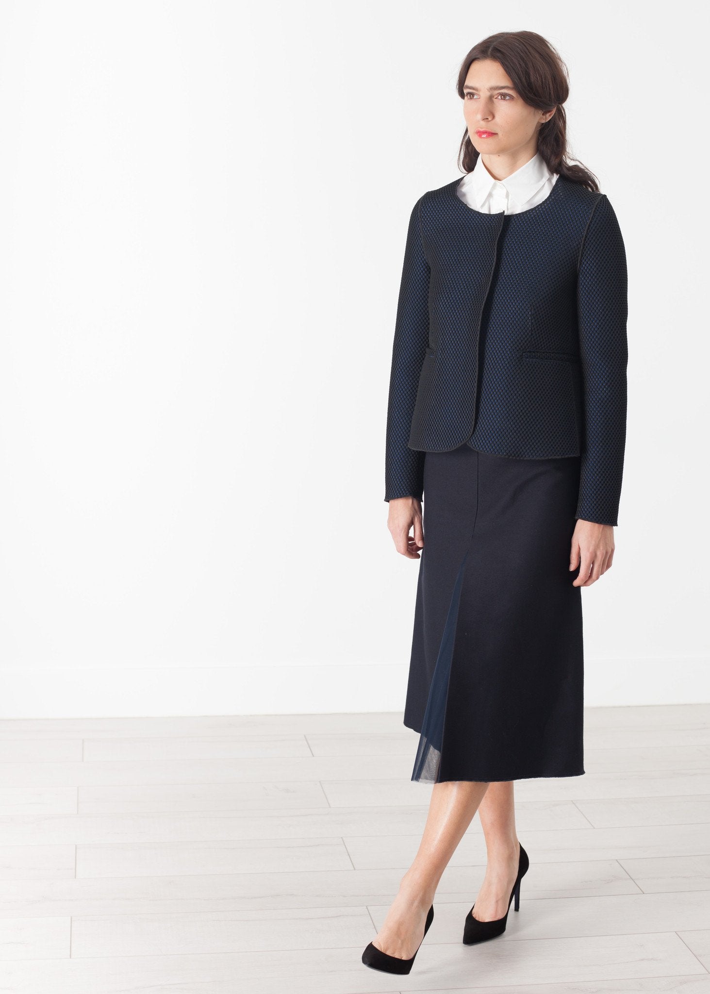 Weave Jacket in Black/Blue - annaclothes