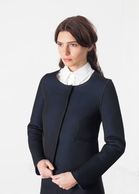 Weave Jacket in Black/Blue - annaclothes