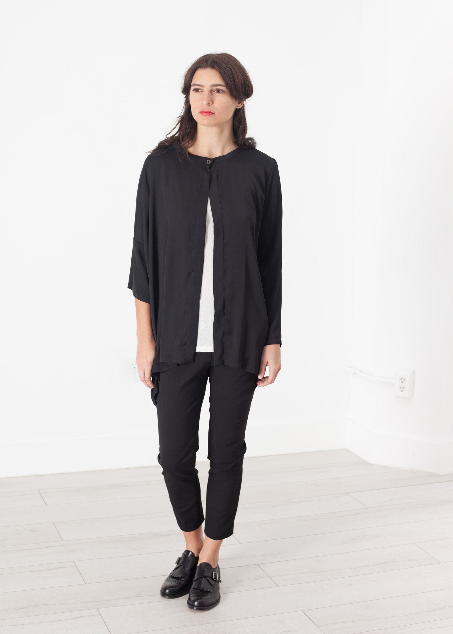 Unbalanced Cardigan in Black - annaclothes