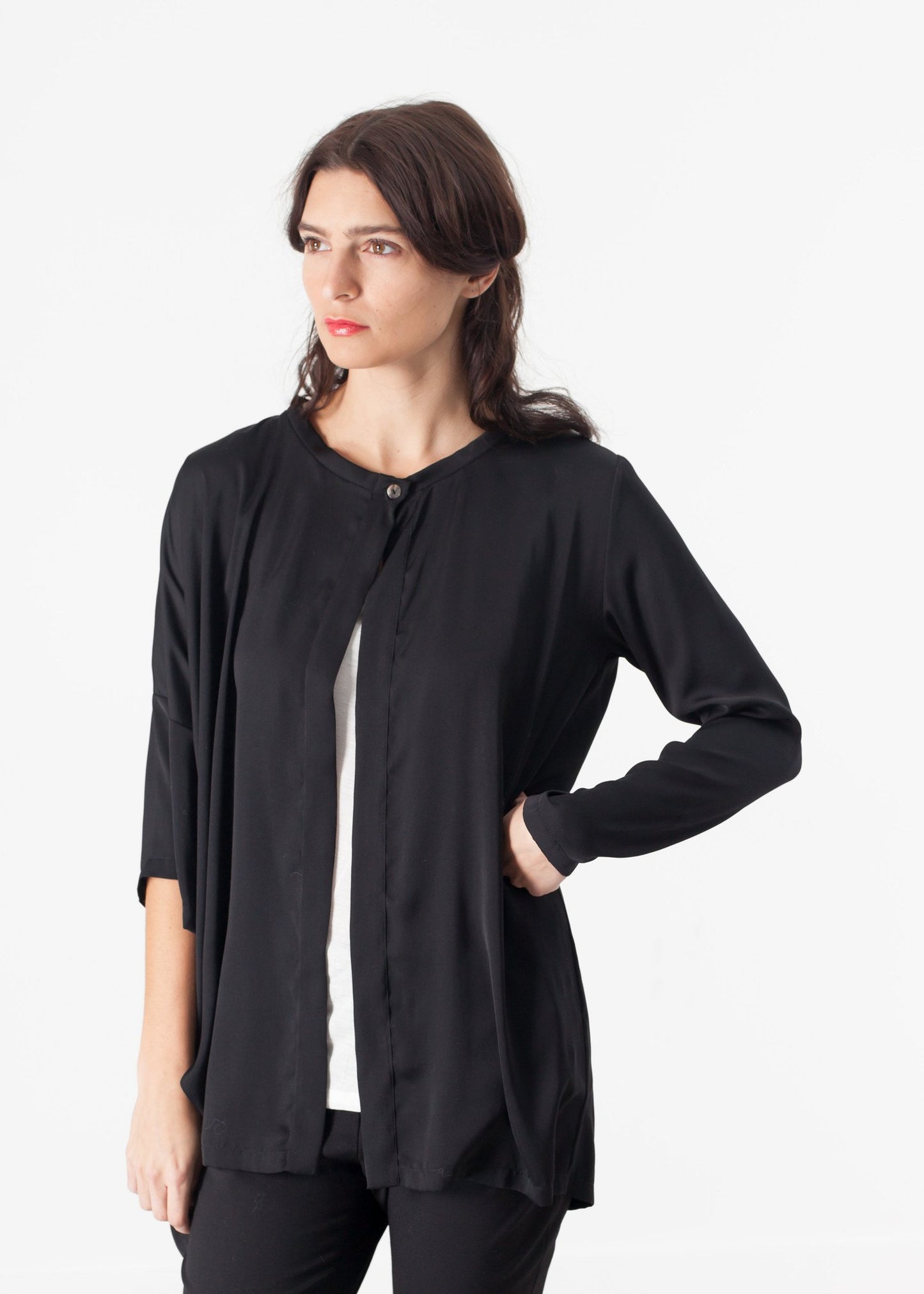 Unbalanced Cardigan in Black - annaclothes