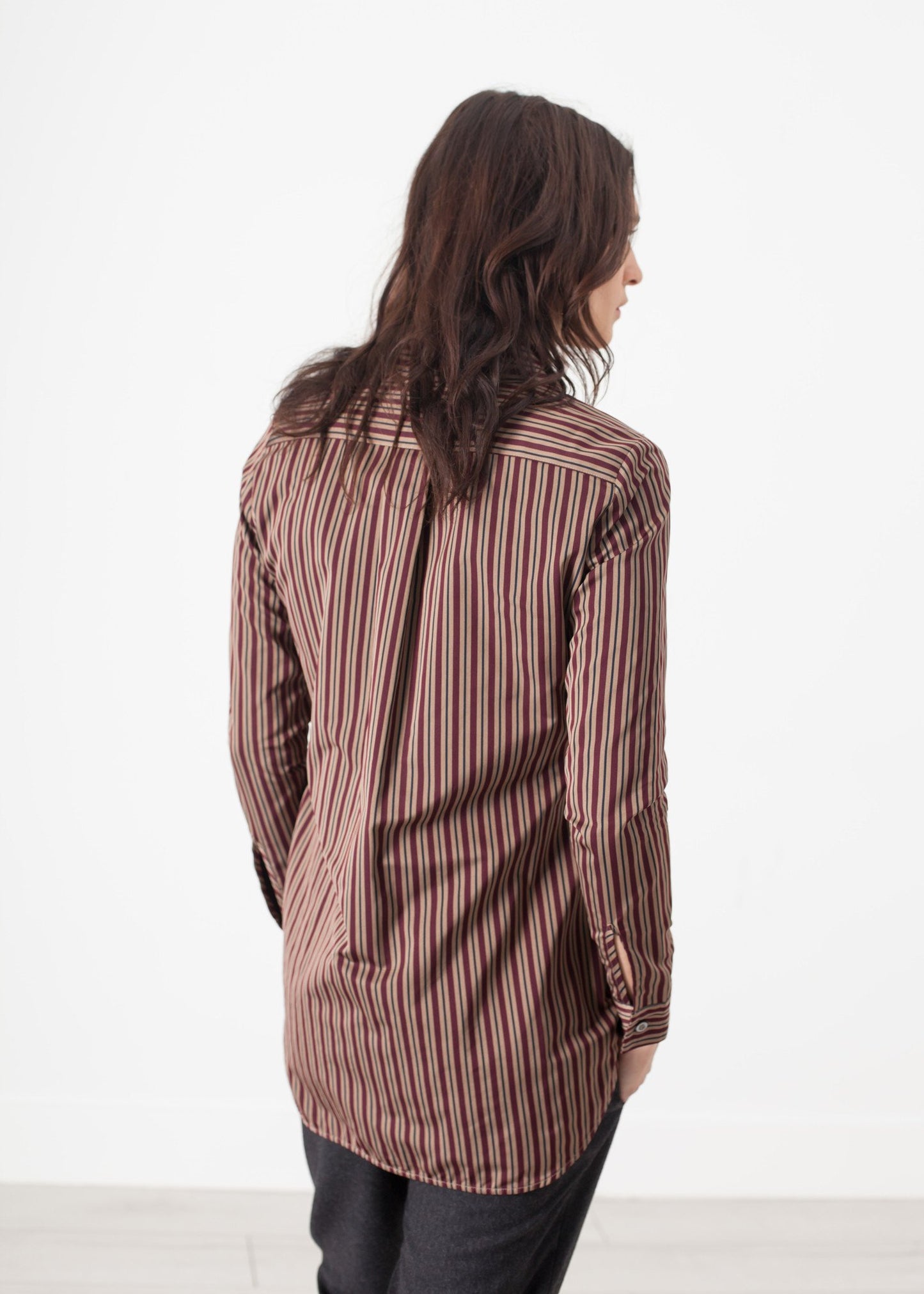 Sheen Button-Up in Red/Tan - annaclothes