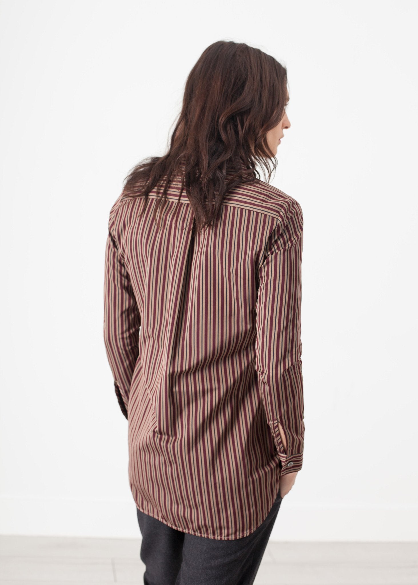Sheen Button-Up in Red/Tan - annaclothes