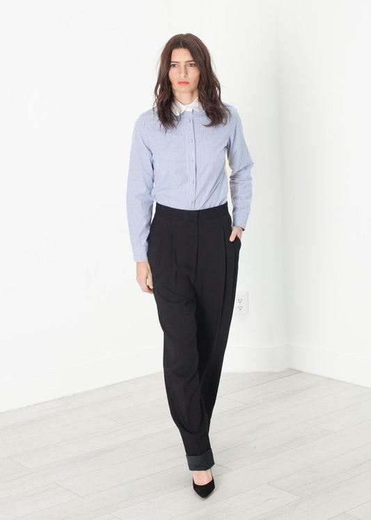 Contrast Cuff Pant in Black - annaclothes