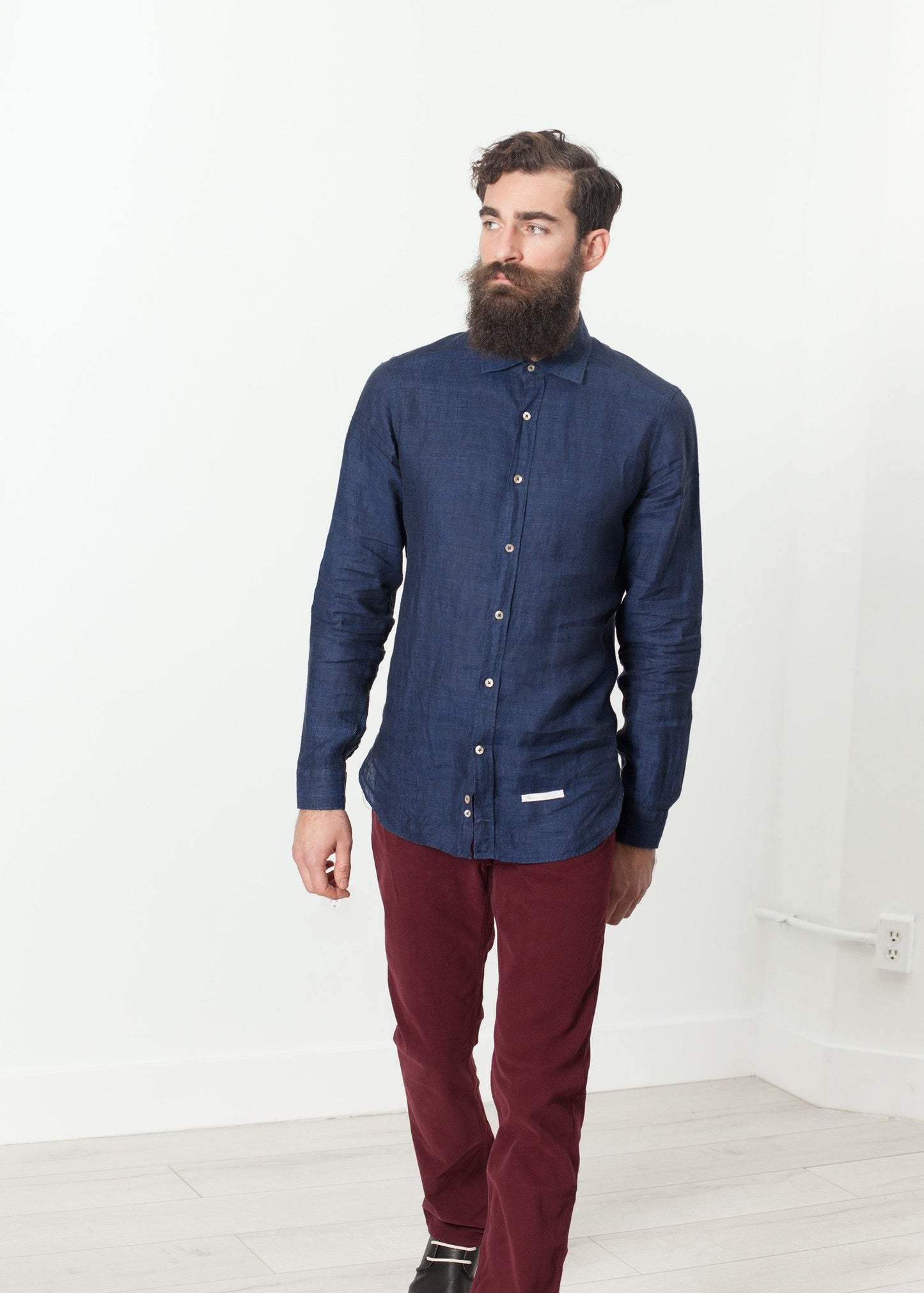 Button Up Shirt in Navy - annaclothes