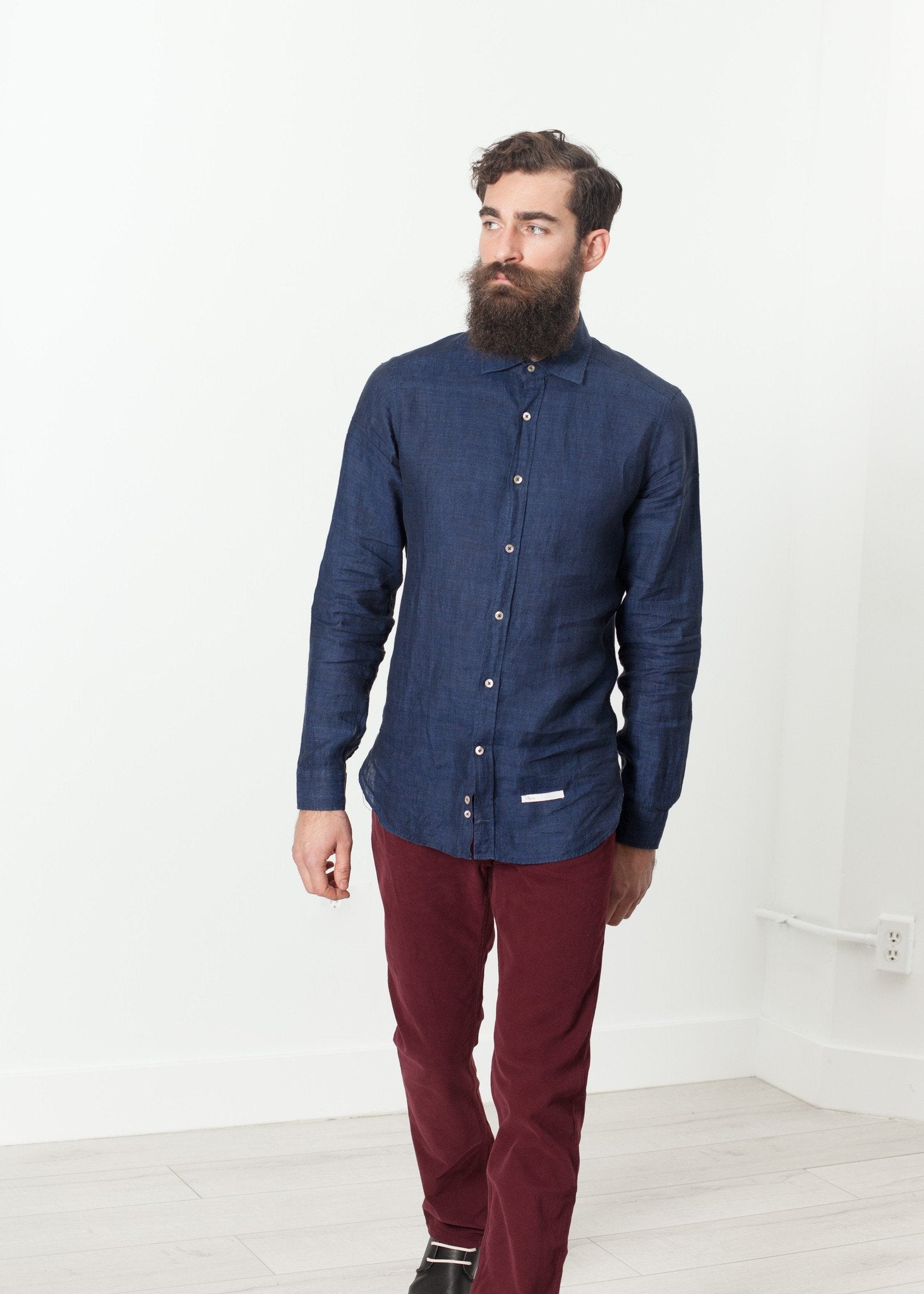 Button Up Shirt in Navy - annaclothes