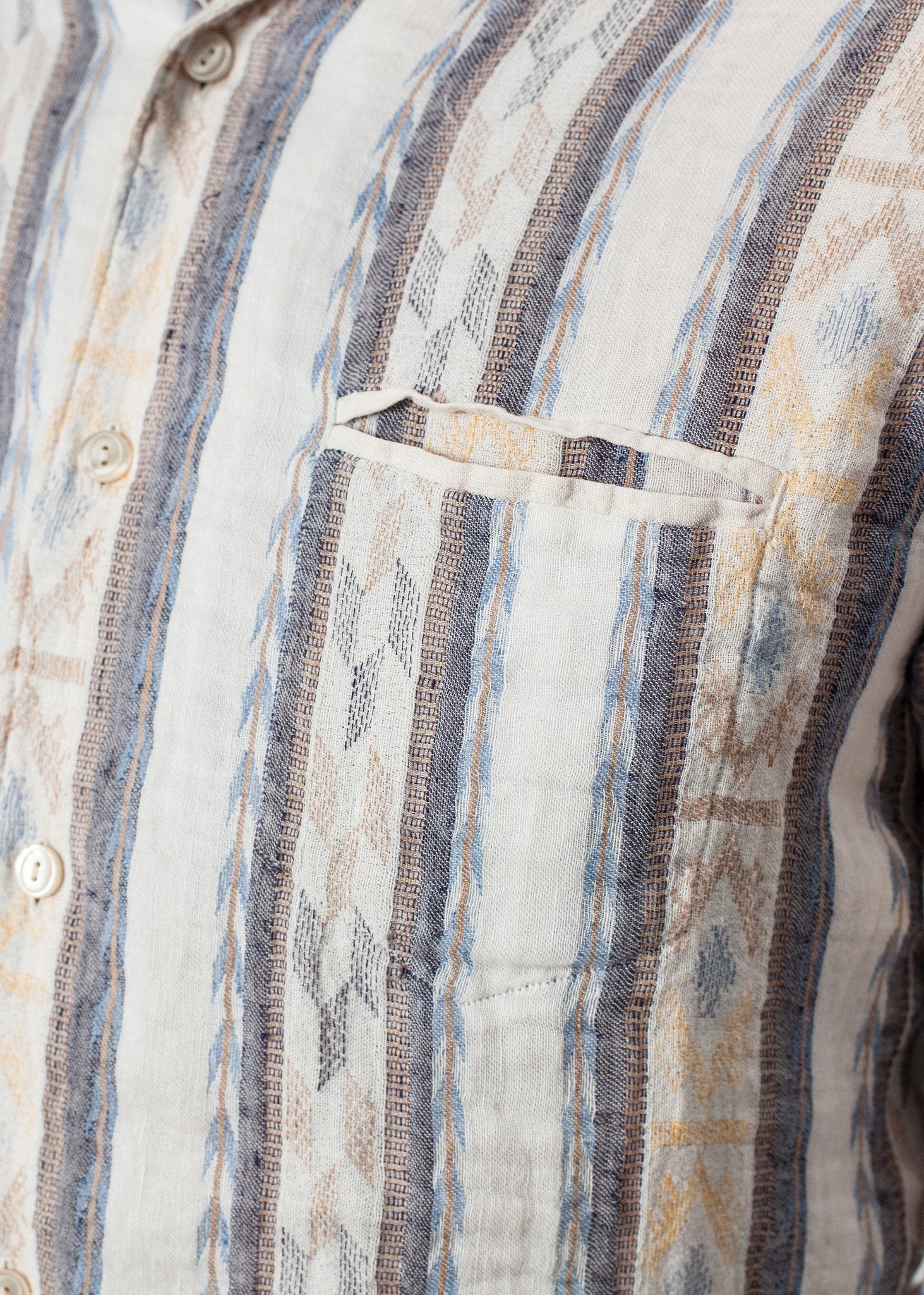 Linen Western Shirt in Beige/Blue - annaclothes
