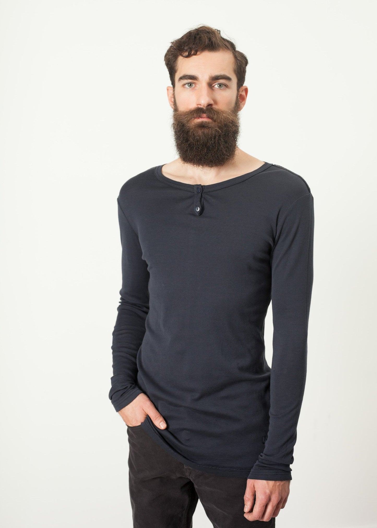 Cotton Henley in Blue Grey - annaclothes
