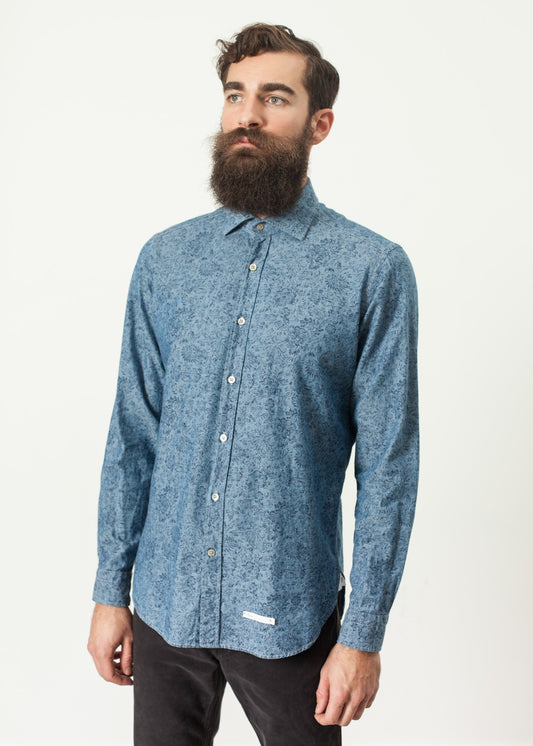 Floral Button-Up in Blue - annaclothes