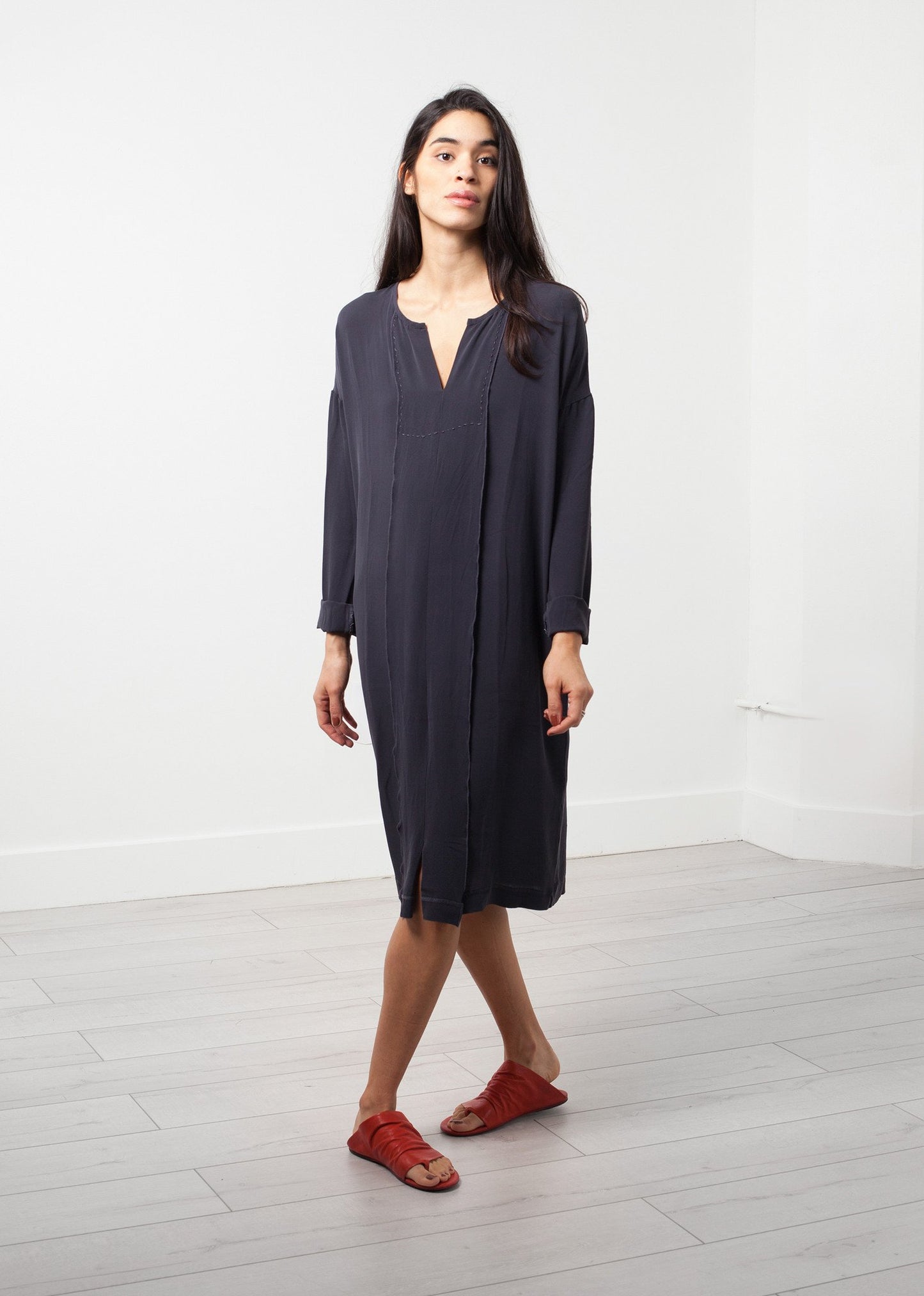 Long Sleeve Silk Dress - annaclothes