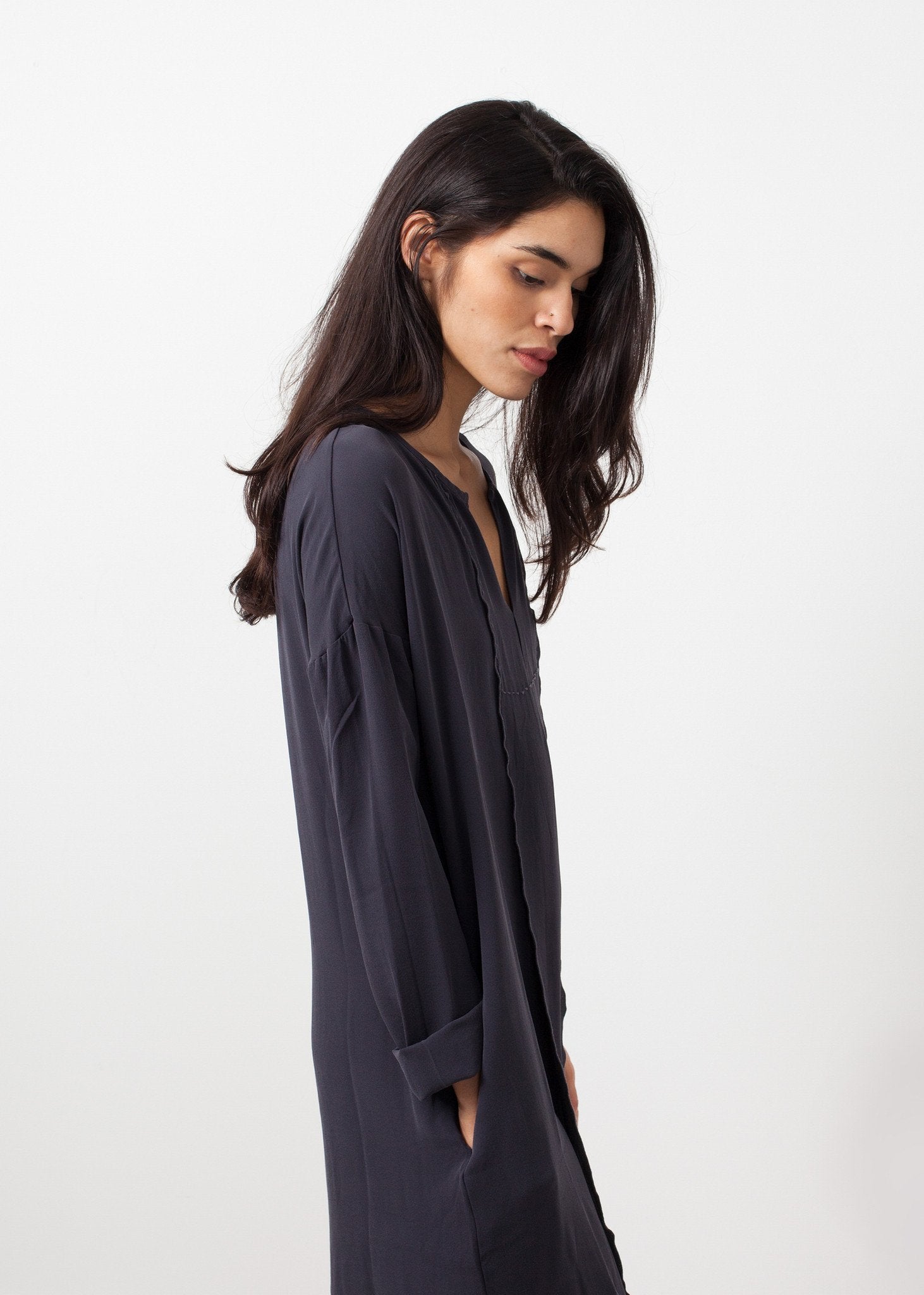 Long Sleeve Silk Dress - annaclothes