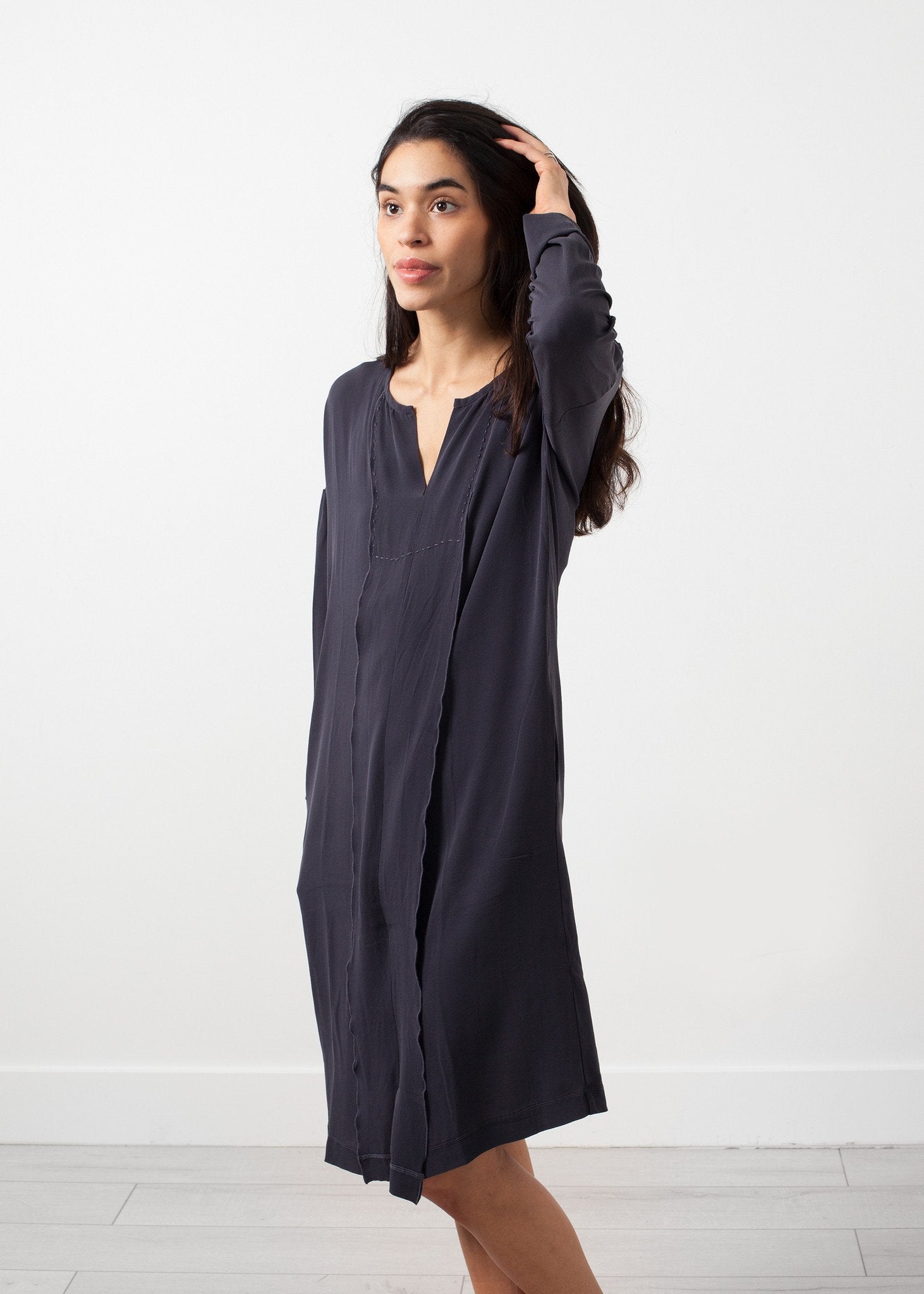 Long Sleeve Silk Dress - annaclothes