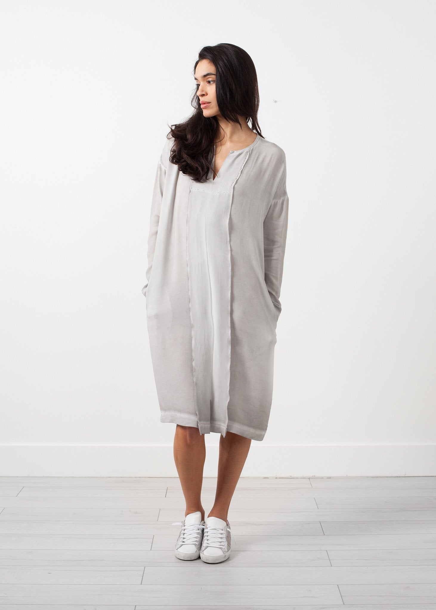 Long Sleeve Silk Dress - annaclothes