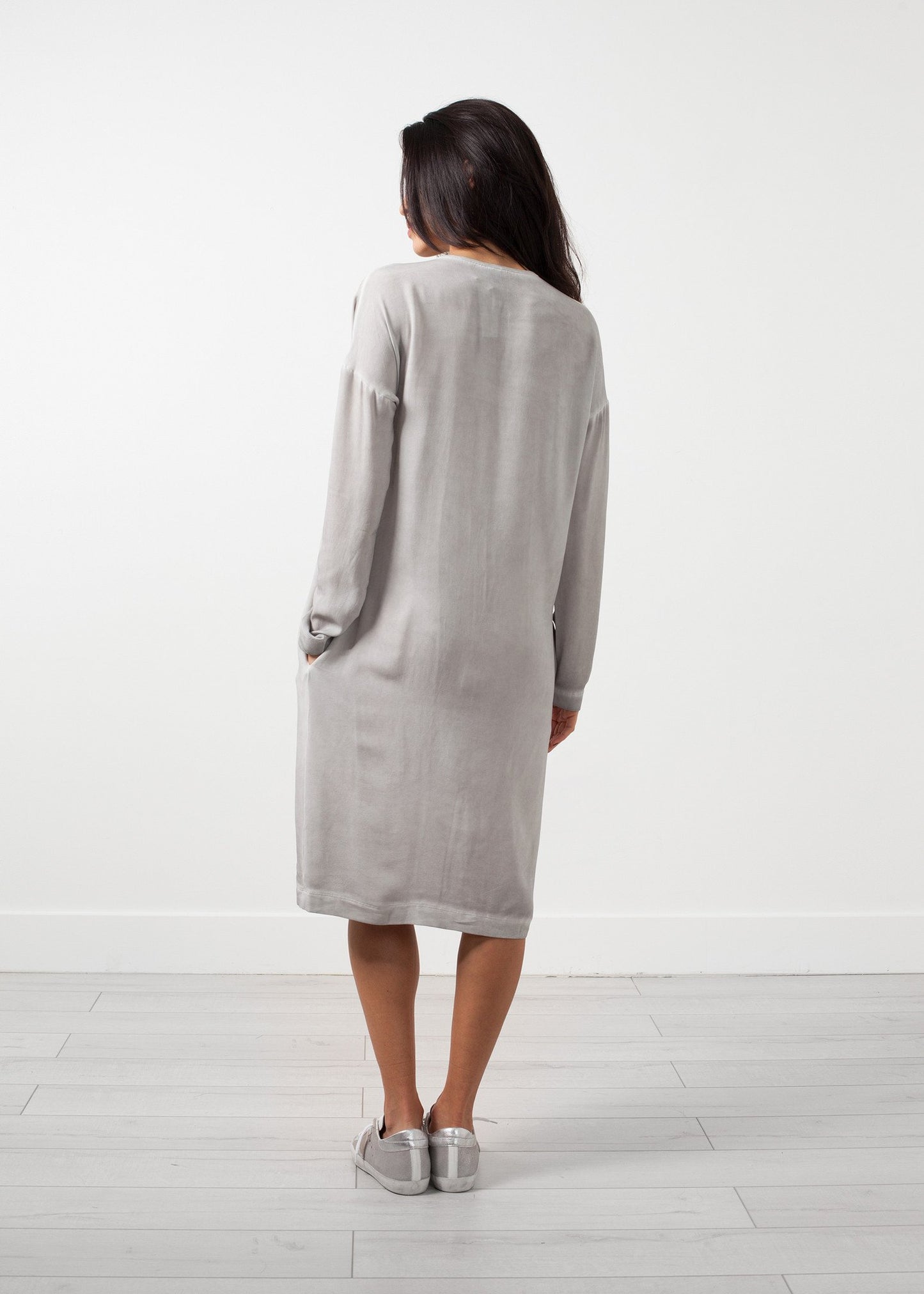 Long Sleeve Silk Dress - annaclothes