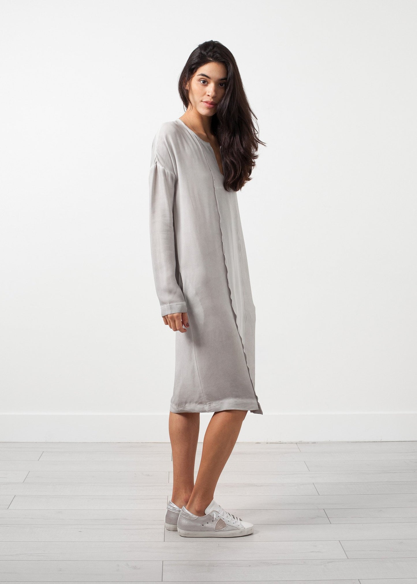 Long Sleeve Silk Dress - annaclothes